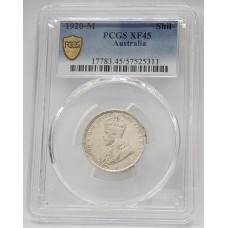 AUSTRALIA 1920 . ONE 1 SHILLING . PCGS XF45